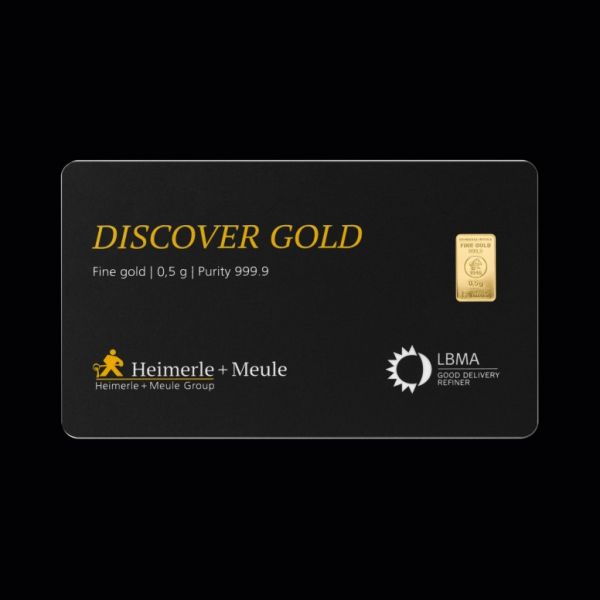 0,5 g- Goldbarren - Paket 50 x 0,5 g HEIMERLE + MEULE