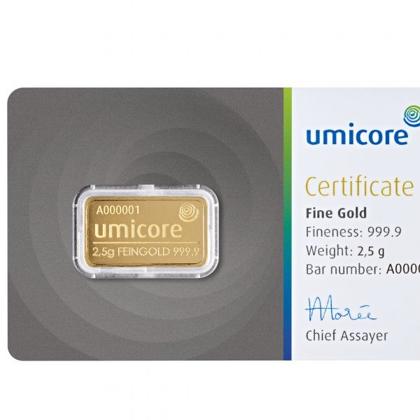 2,5 g - Goldbarren UMICORE   NEUWARE BESTSELLER 2025