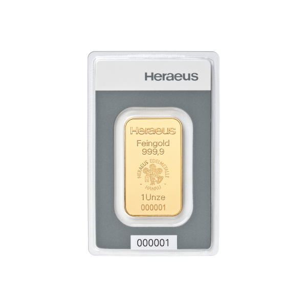 1 oz / 31,1 g Goldbarren HERAEUS NEUWARE