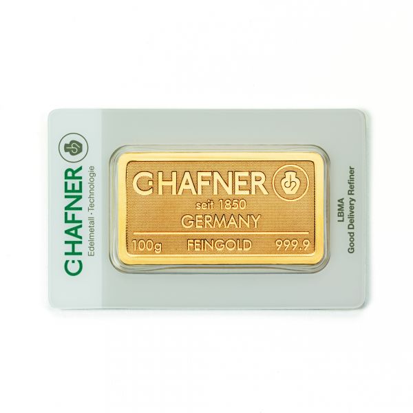 100 g - Goldbarren C.HAFNER NEUWARE