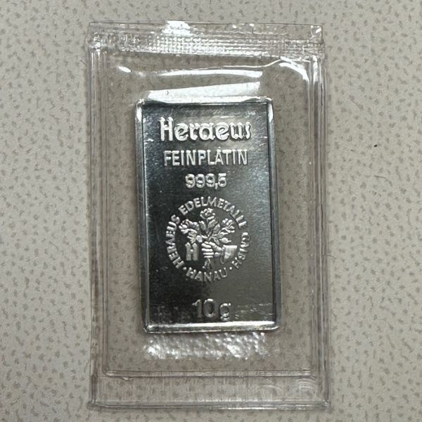 10 x PLATINBARREN HERAEUS DEGUSSA 10 g Feinplatin 